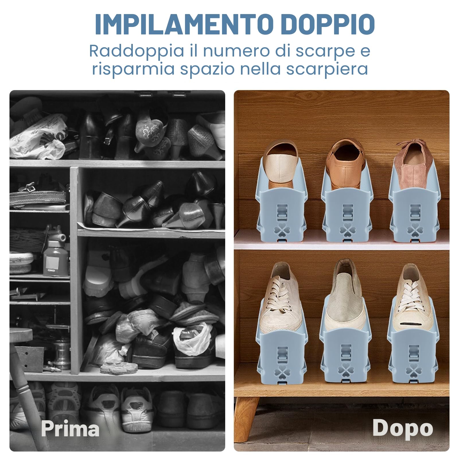 MXTIMWAN 10 Pezzi Porta Scarpe Regolaili in Plastica, Porta Scarpe da Armadio Salvaspazio, Salvaspazio Regolabili da Scarpiera per Organizzare Gli Armadi, Impilare le Scarpe