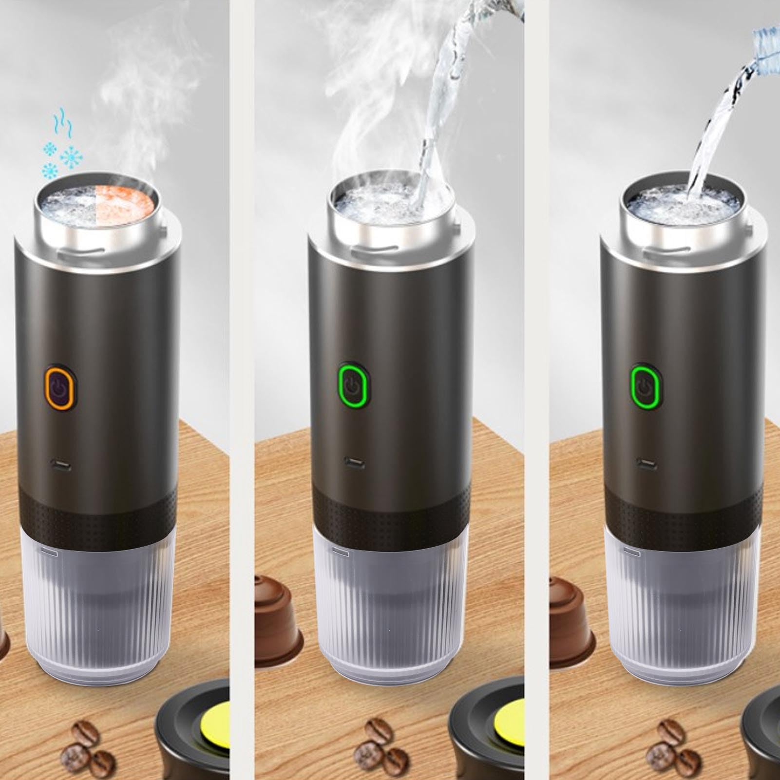 Sxhlseller Macchina da caffè Elettrica Portatile, Mini Caffettiera per Auto con Riscaldamento Senza Fili da 15 Bar, Compatibile con Capsule di caffè e Scatola di Polvere di caffè, Macchina