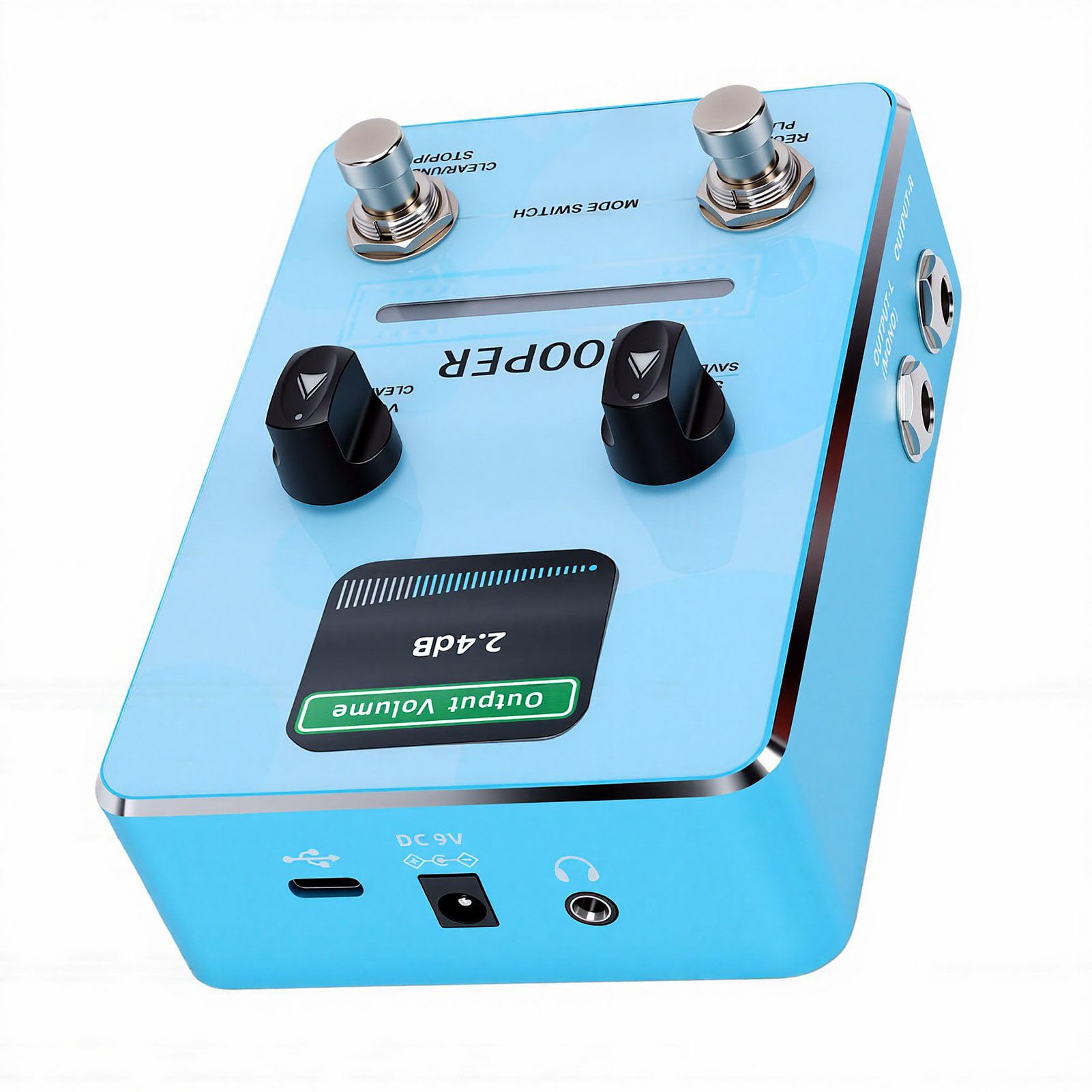 Eujgoov Pedał Looper z 40 Miejscami na pamięć Nieograniczone Nakładki Dźwięk 44,1 KHz Wyświetlacz LED USB C do Efektów Gitarowych i Tworzenia Muzyki