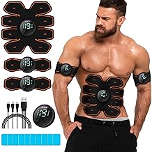 Grexemin ABS Stimulator Workout Equipment, Ab Machine USB Rechargeable Gear for Abdomen/Arm/Leg, Strength Training Equipment for Men and Women