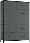 Somdot Dresser pour chambre avec 6 Des tiroirs, 3-Tier Grand coffre de rangement des tiroirs avec des bacs en tissu amovible pour placards de nourrice côté lit Salle de séjour Laverie Entrée Hallway, noir Rustique brun