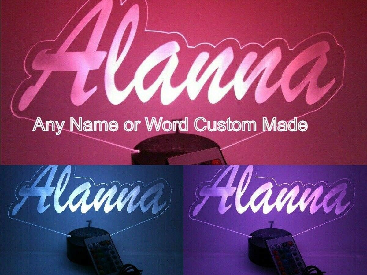 MIRROR MANIA Script Cursive Custom Name Shape Room Bedroom Night Light Up LED Free Engraved Custom Name Personalized Table Lamp Room Decor with Remote, 16 Color Options, Dimmer, It's Wow, Great Gift