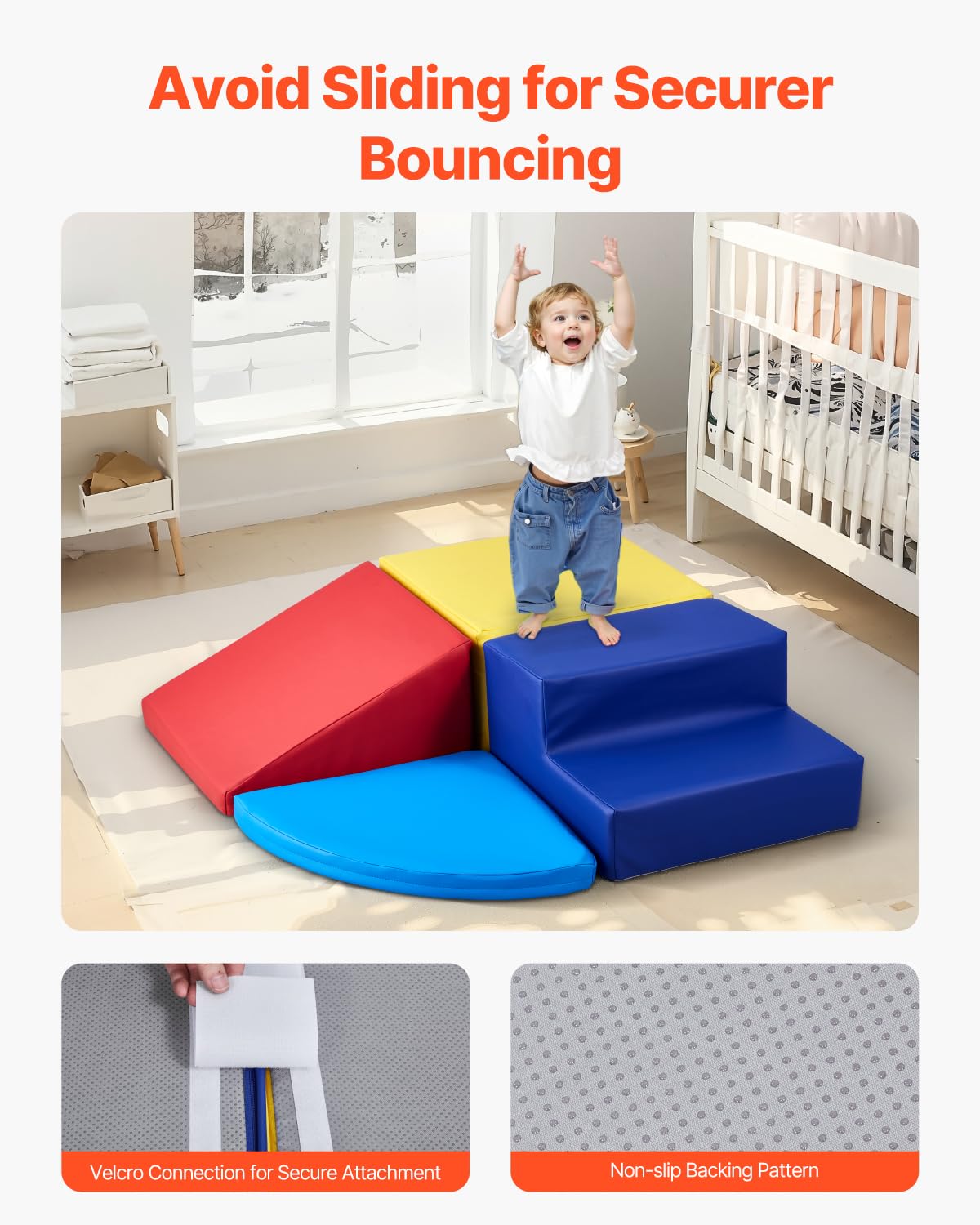 Blocs D'escalade En Mousse VEVOR – 6 Pièces Pour Bébé (6 Mois à 3 Ans), Cuir PU, Antidérapant, Facile à Nettoyer