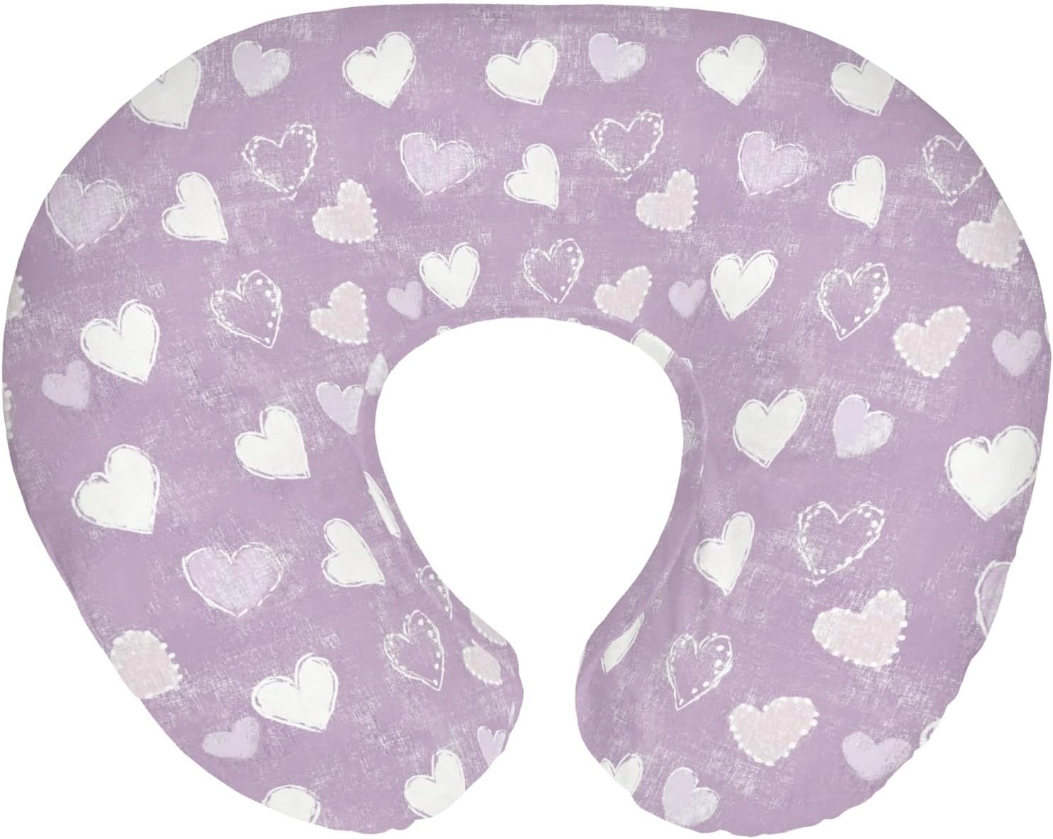 Purple Love Baby Nursing Pillow Covers for Boy Girl Vintage Hearts Nursing Slipcovers for Breastfeeding Pillows Baby's First Valentine's Day Soft Stretchy Removable Covers for Newborn Infant