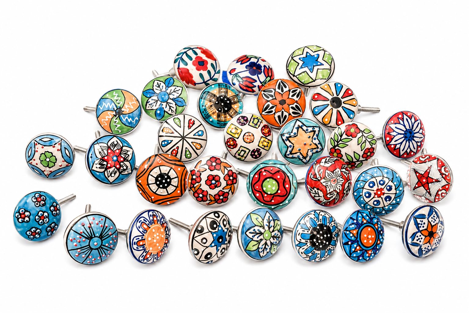 Boutons de porte en céramique motif floral lot de 30 poignées rétro