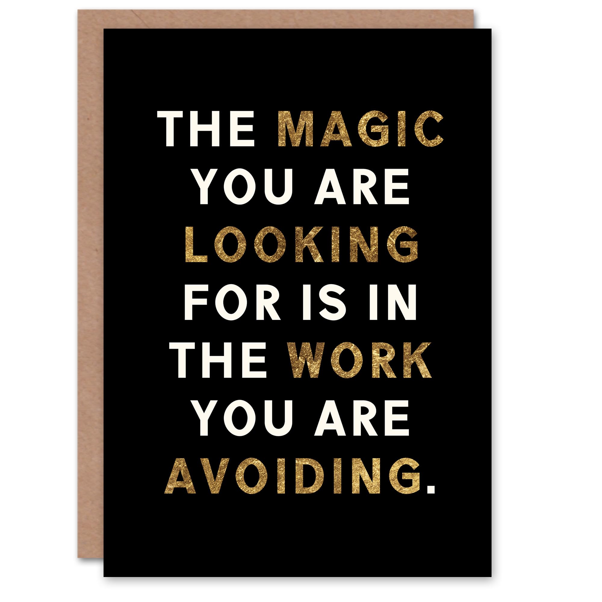 Artery8 Greeting Card Dipen Parmar Magic Black Gold Motivational Quote