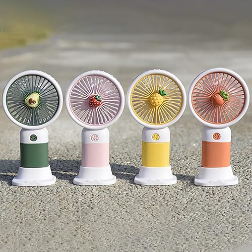 Miniatura 7 de Ventilador de mano con soporte de teléfono de frutas de dibujos animados, mini ventilador de mano portátil de 500 mAh, ventilador personal