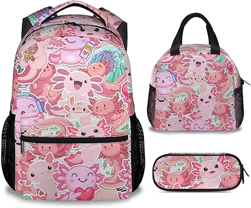 COOPASIA Axolotl - Mochila para niñas y niños, mochila temática de ajolote de 16 pulgadas con correas ajustables, duradera, ligera, Ajolote 4-2,