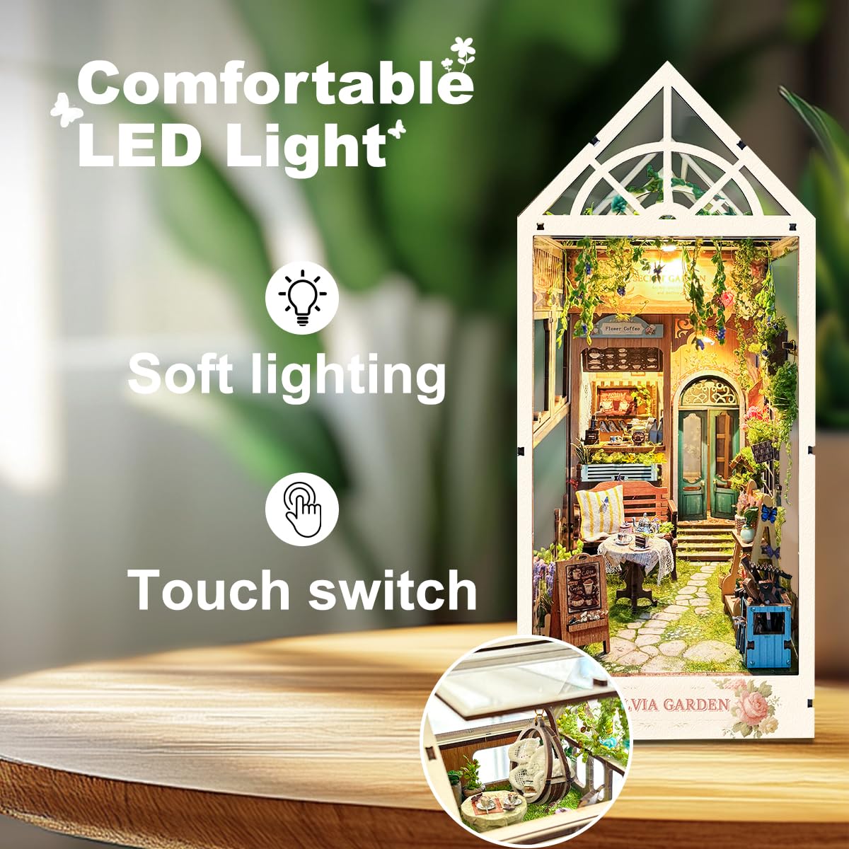 STRUCWOOD LED DIY Book Nook Kit, Book Nook Kit Garden House, Miniature Dollhouse Kit - Image 3