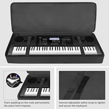 76 Key Piano Keyboard Case Bag 46.46 x 5.11 x 17.91,Portable Padded Keyboard Gig Bag with Handles and Adjustable Backpack Straps with 4-Pocket for Keyboard Accessaries (Black)
