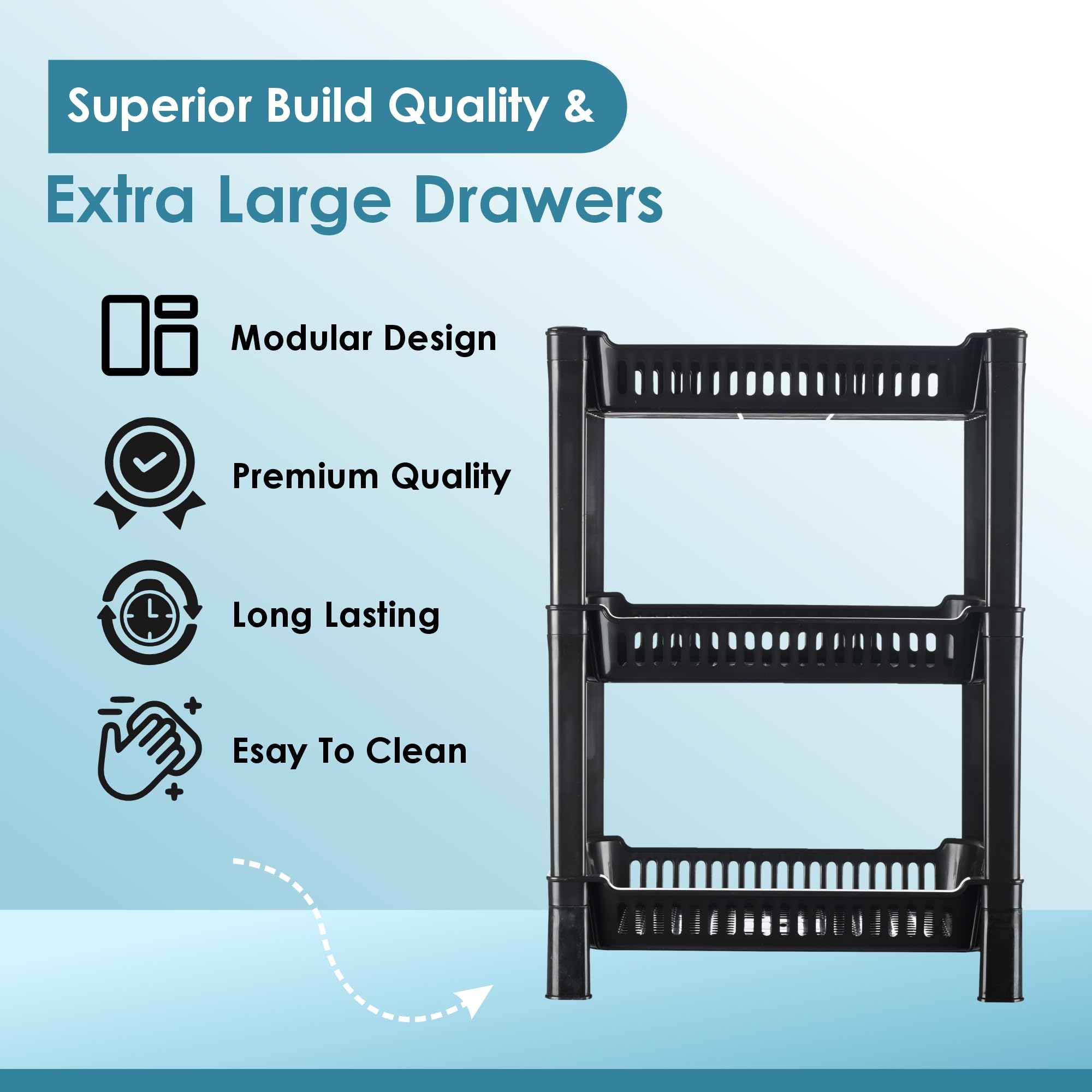 Urbane Home Pack of 4 Multipurpose Kitchen Organizer/Storage Rack | 3-Layer Onion Stand for Kitchen | Vessels & Vegetable Organiser | Black 2