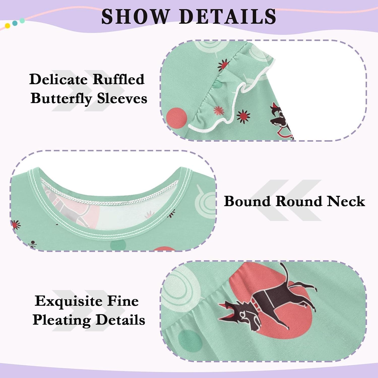 visesunny Toddler Clothes for Girls Cool Dog Leash Pattern Long Sleeve Fall Shirts Cotton Top with Ruffle Collar