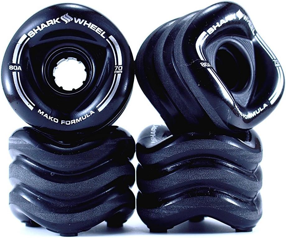 Shark Wheel 1000S70MMS80AB Longboard Wheels, 70mm/80a, Black, Mako Formula