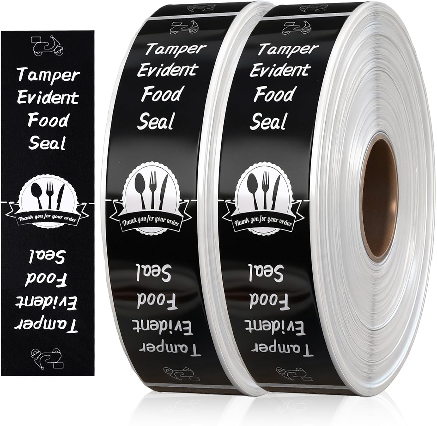 1000 Pcs Tamper Proof Stickers 1.5 x 6 Inches Safety Tamper Evident Security Labels Seal Stickers for Food Safe Delivery Drink Cups Pizza Boxes Envelopes (Black)