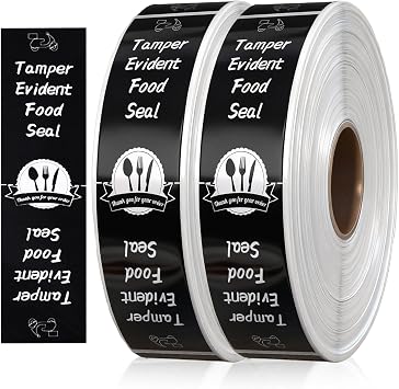 1000 Pcs Tamper Proof Stickers 1.5 x 6 Inches Safety Tamper Evident Security Labels Seal Stickers for Food Safe Delivery Drink Cups Pizza Boxes Envelopes Black