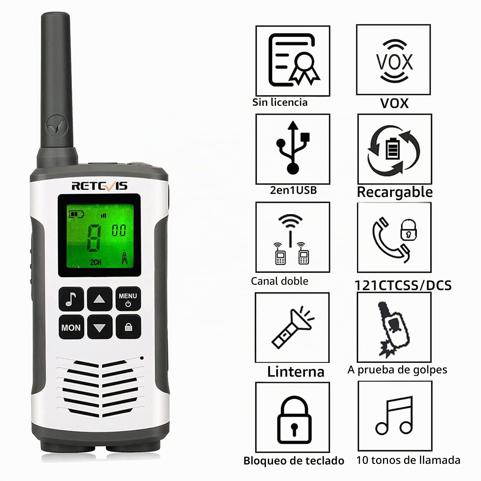 Retevis RT45 Walkie Talkie con RT668 Robusti Woki Toki con Auricolare | PMR446 Walkie Talkie Ricaricabili, VOX 16 Canali Torcia, Portatile Walky Talky Professionali per Campeggio Viaggio Esterni