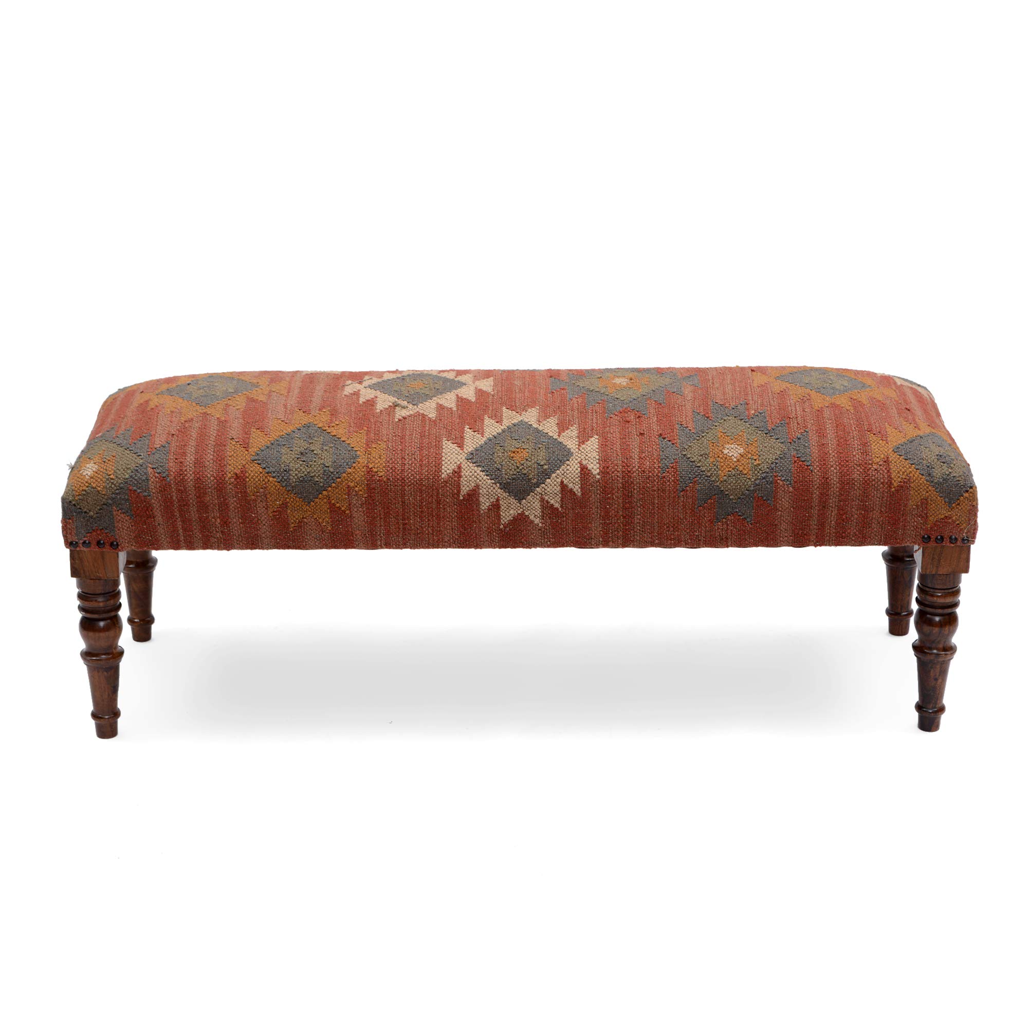 NATURAL FURNISHWooden Jute Kilim Bench Table for Living Room