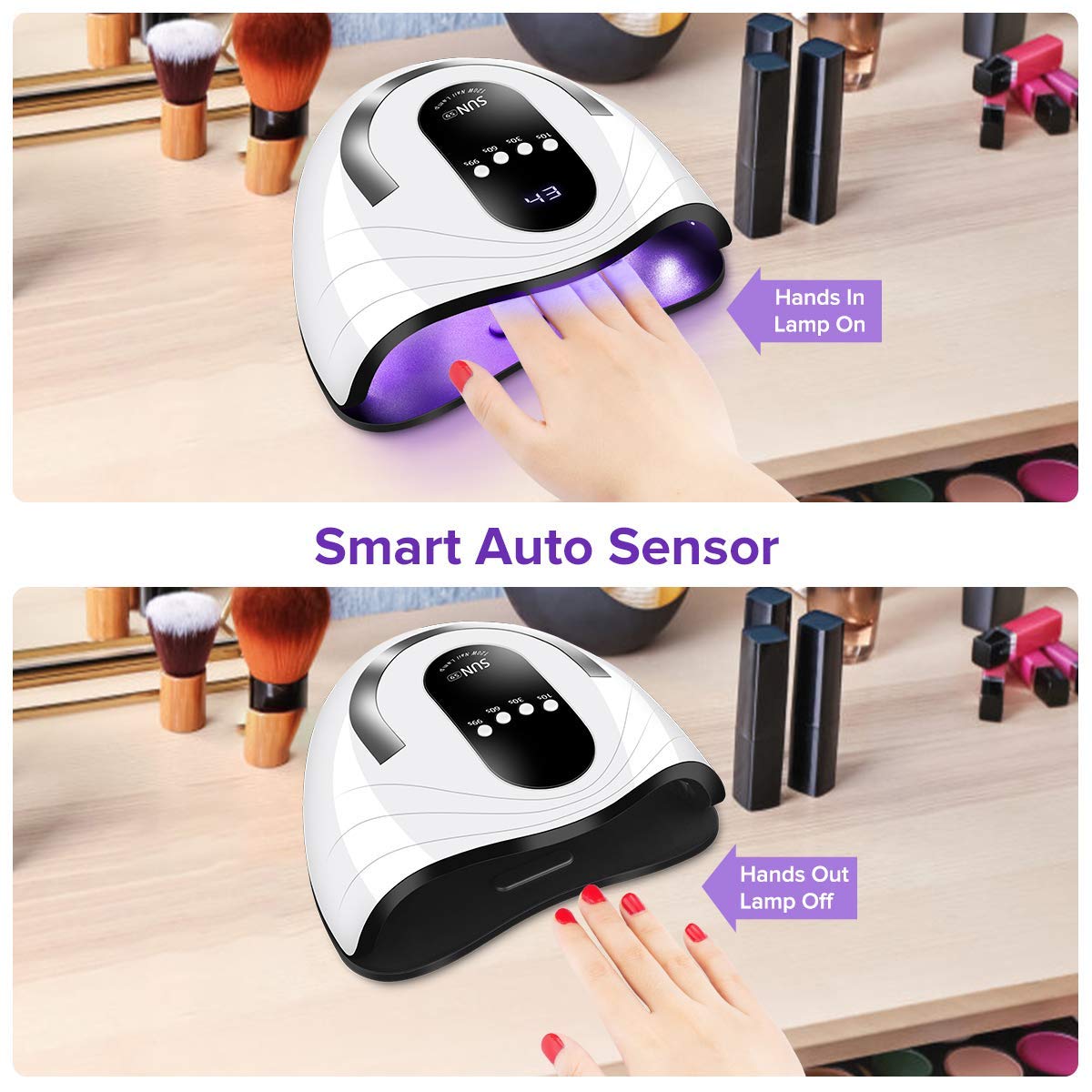 Lámpara UV De Secador De Uñas 120W Para Uñas De Gel Con Temporizador 10/30/60 / 99s, Sensor Automático, Pantalla LCD, Herramientas Para Uñas Y Uñas De Los Pies