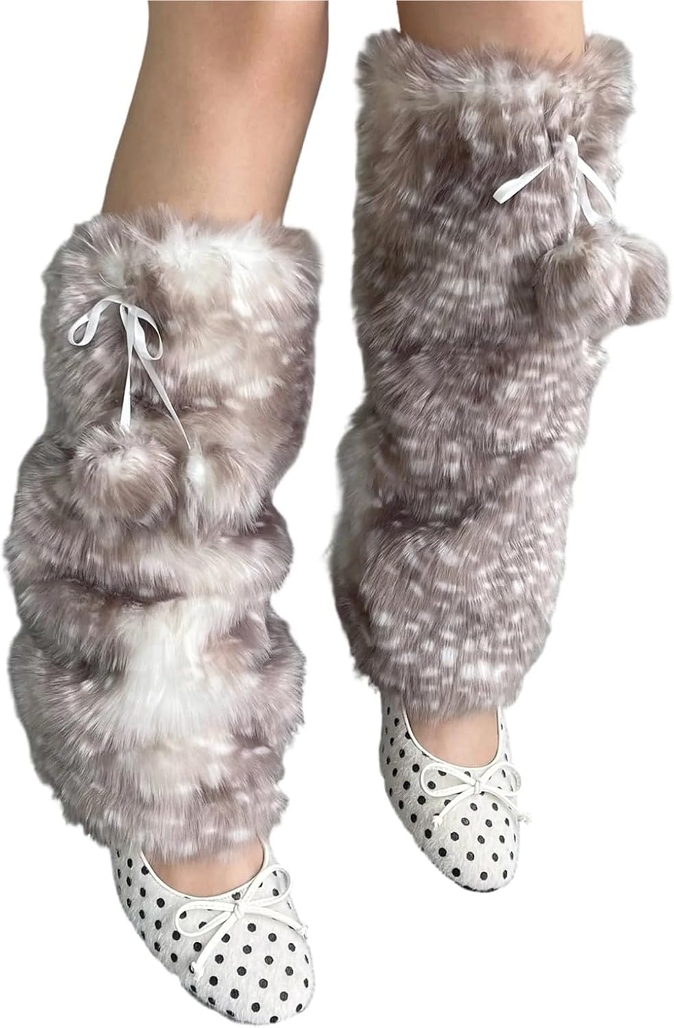 Faux Fur Fuzzy Leg Warmers 2Pair Women Leg Warmer Soft Boot Socks Reindeer Faux Fur Leg Warmers for Party Carnival