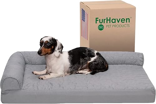 Miniatura 41 de Furhaven Cama de Gel Refrescante para Perros Grandes con Refuerzos Extraíbles y Funda Lavable, Para Perros de Hasta 95 libras - Chaise en Forma de L