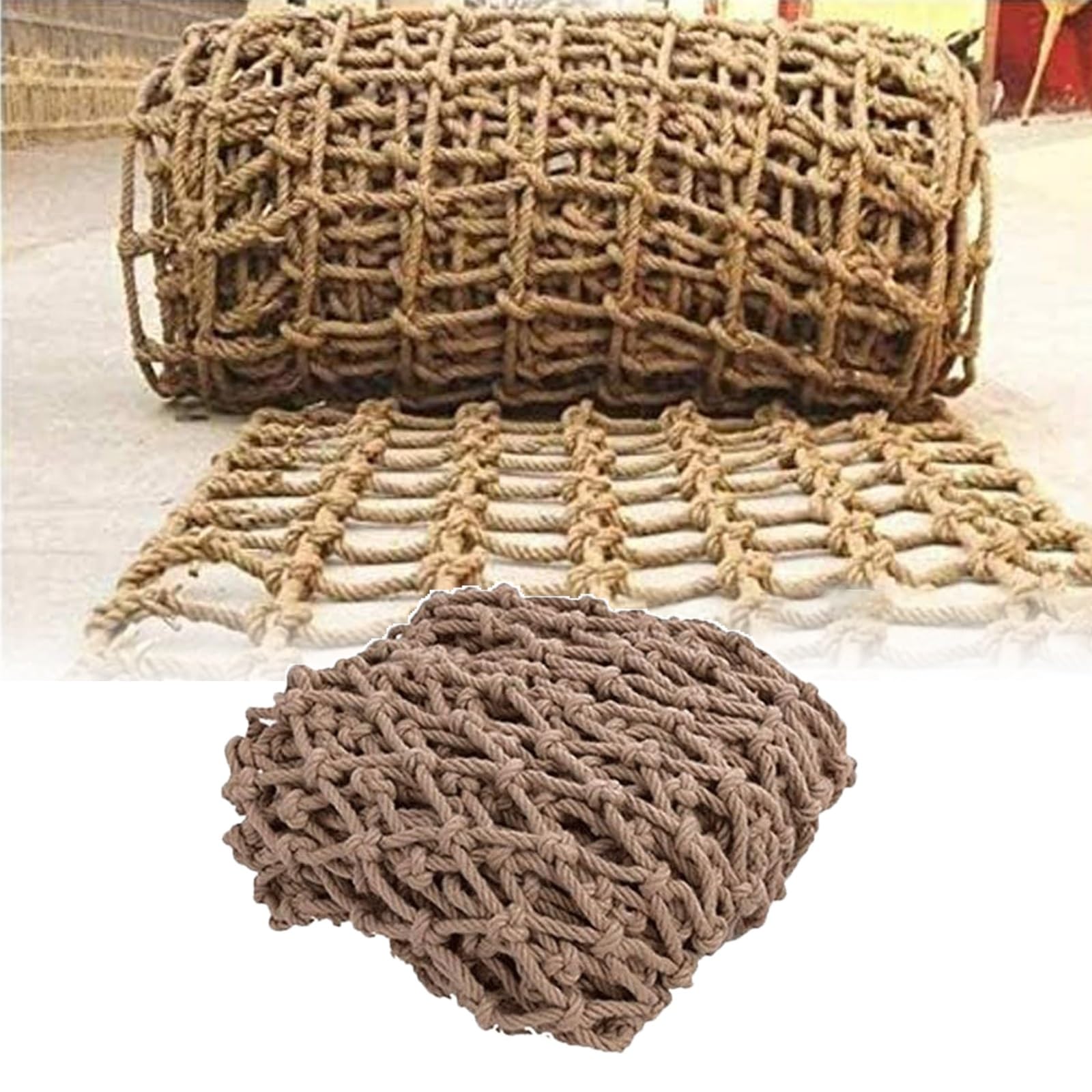 Red de cuerda de cáñamo segura de 10 x 30 pies, red al aire libre para decoración de hamacas de valla de árbol | Cuerda de 1 cm de diámetro | Ideal para parques infantiles y jardines