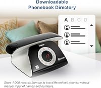 Vista 5 de VTech VS122 DECT 6.0 Teléfono inalámbrico de diseño retro con sistema de contestador, bloqueador inteligente de llamadas y conexión Bluetooth a