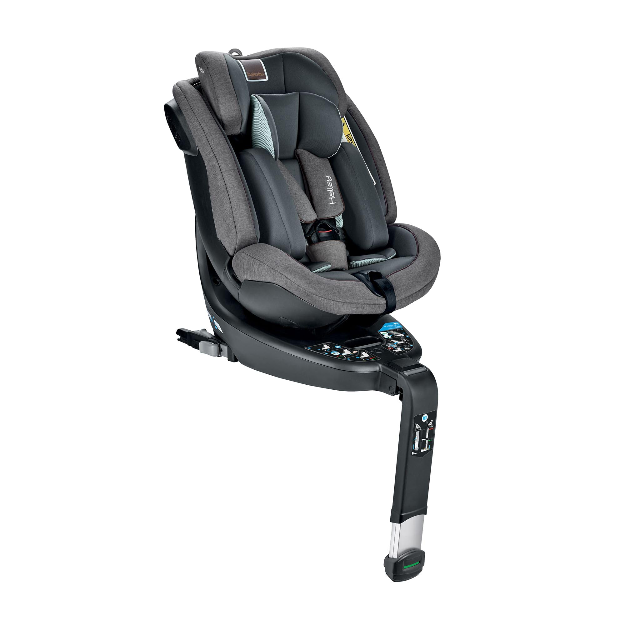 Inglesina Halley, Siège Auto Rotatif 360°, De 0 à 7 Ans Environ, de 40cm à 125 cm, Gris