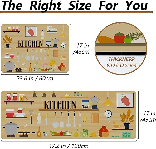 Miniatura 2 de Alfombras y tapetes de cocina antideslizantes, lavables, 2 piezas de alfombra de cocina para la parte delantera del fregadero, alfombra acolchada de