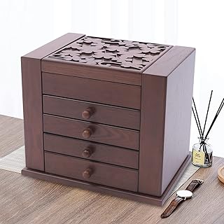 Sponsored Ad - 5-Layer Jewelry Box Jewelry Organizer Box with Drawers/Mirror Large Jewelry Case for Earrings Necklace Brac...