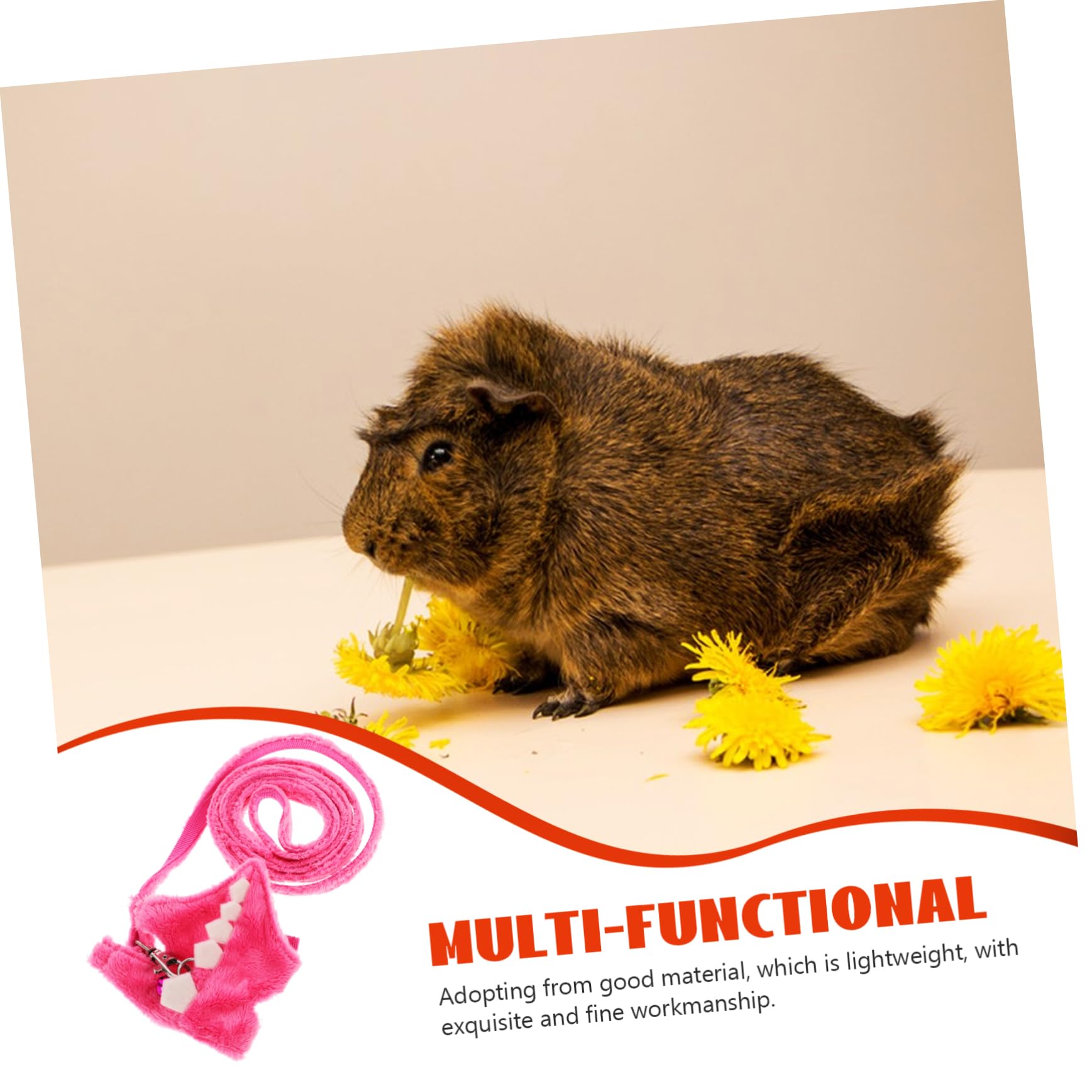 INOOMP 3pezzi Guinzaglio Per Animali Pettorina Per Ferret e Animali Domestici Resistente Passeggiate All Materiali Premium e Fibbia Colore Rosa