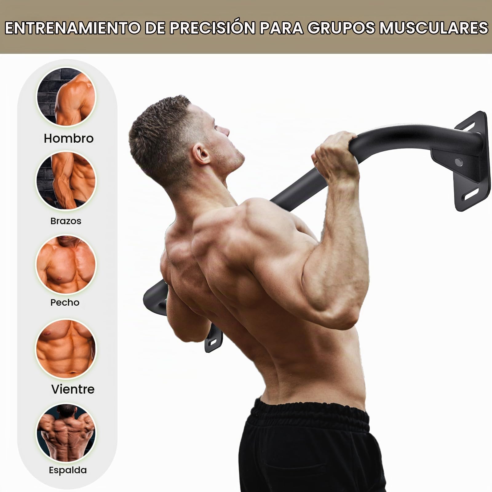 BeneLabel Barra de Dominadas para Puerta, Barra de Dominadas para Montaje en Pared, Equipo de Entrenamiento de Fuerza para Dominadas para Entrenamiento en Gimnasio en Casa, 96cm/500lbs