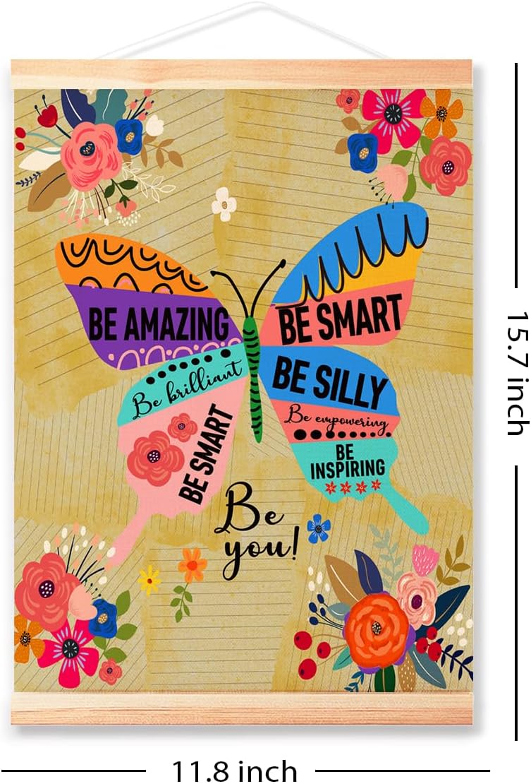 Littlefa Be Smart Be Amazing Posters Kids Positive Affirmations Posters for Classroom/School Counselor Office/Therapy Room, Mental Health Hanging Poster for Girls Room 16x12 In