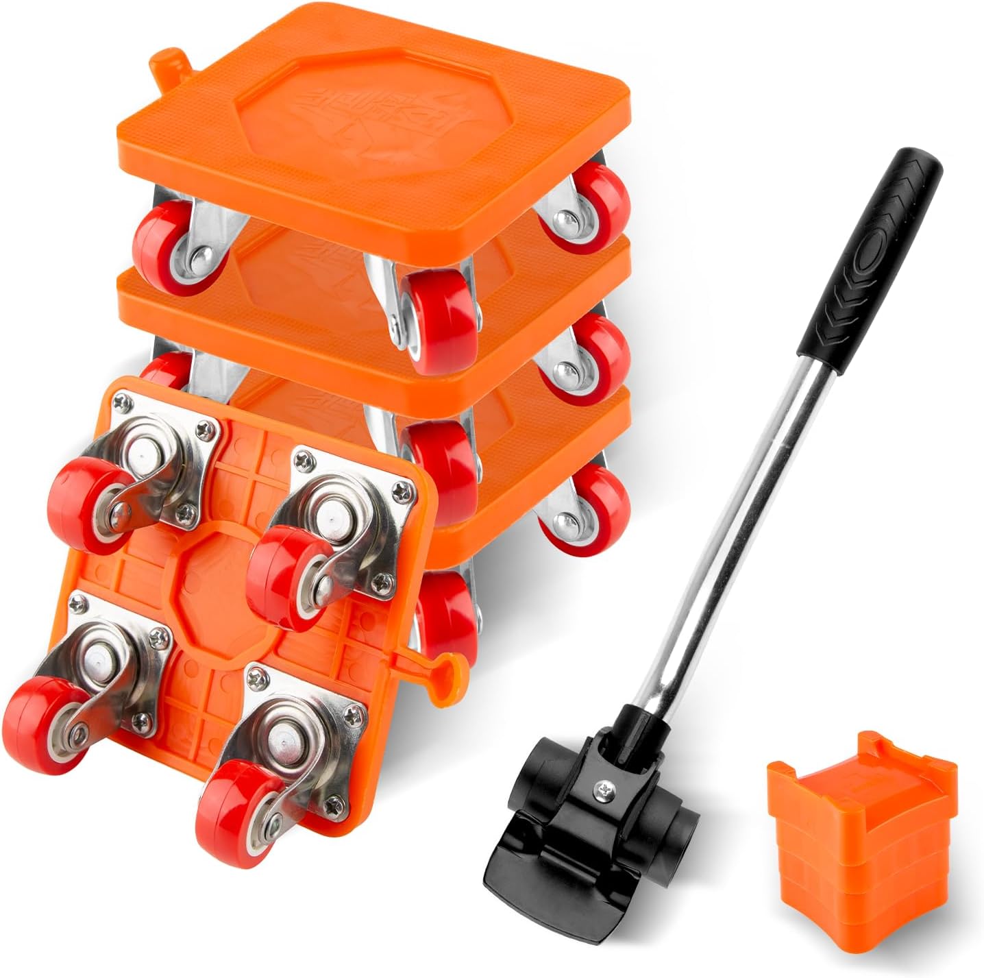 Heavy Duty Furniture Movers Set, 4-Pack Furniture Dolly with 360° Rotating Wheels, 1200lbs Capacity - Includes Lifter and Dolly Kit for Sofas, Fridges, and More