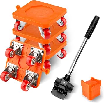Heavy Duty Furniture Movers Set, 4-Pack Furniture Dolly with 360 Rotating Wheels, 1200lbs Capacity - Includes Lifter and Dolly Kit for Sofas, Fridges, and More
