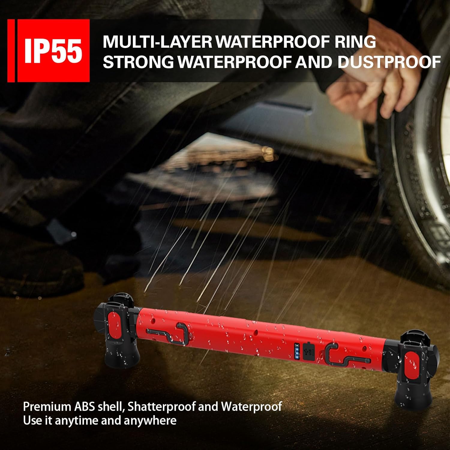 ERAY Under Hood Work Light Bar, 6000mAh /3000LM Rechargeable Inspection Lamp for Mechanic, IP55 Waterproof Magnetic LED Work Light Bar for Mechanics Car Repairing Inspection Garage Workshop Emergency