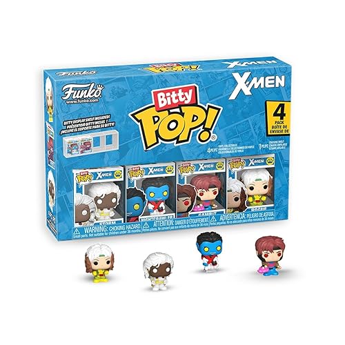 Funko Bitty Pop! X-Men: Rogue, Nightcrawler, Gambit, Storm and A Surprise Mystery Mini Figure - 0.9 Inch (2.2 Cm) Collectable - Stackable Display Shelf Included - Gift Idea - Cake Topper