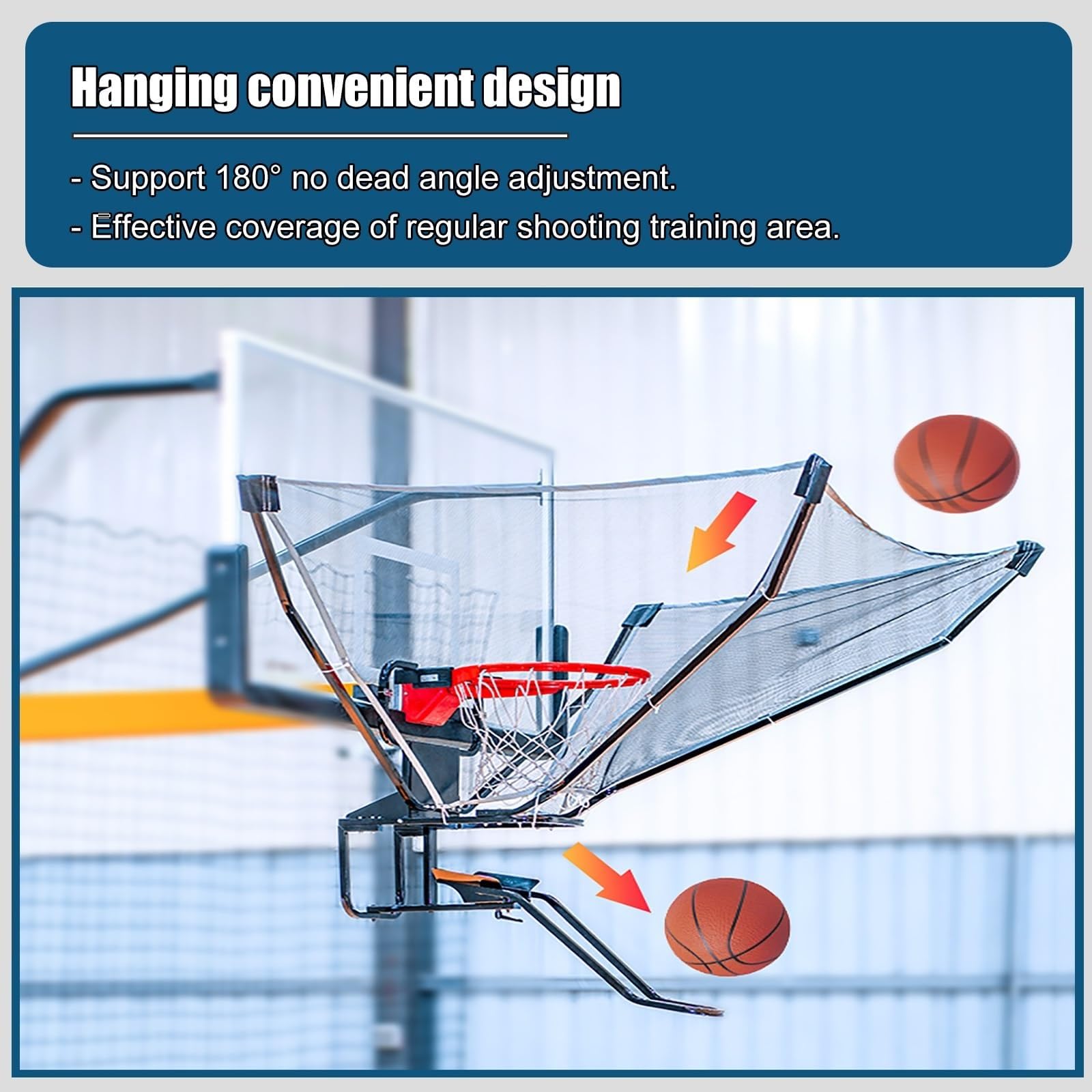 Retornador De Pelota De Baloncesto Fácil De Plegar con Canal Giratorio De Retorno De Tiro, Equipo De Entrenamiento De Reboteador De Baloncesto, For Eficiencia En El Entrenamiento De Tiro
