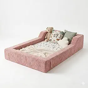 Cama Infantil Montessoriana Rosa 100% Espuma, com colchão embutido 0,88 x 1,88 Altura de 40 cm