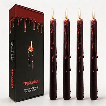 Topsics 10-Inch Bleeding Taper Candles, 4-Pack