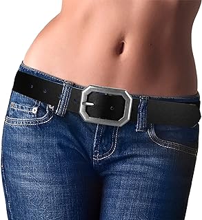Ssumday Women's Reversible 1.3" Leather Belts for Jeans Pants Dresses with Fashion Vintage Silver