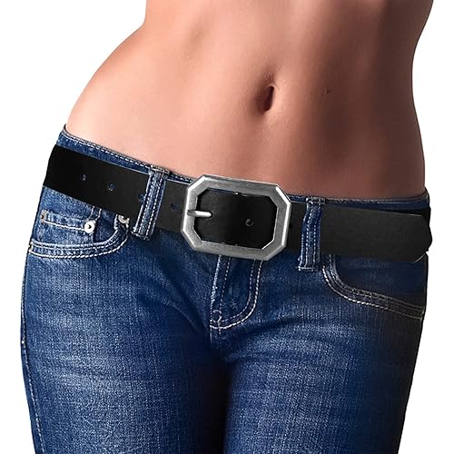 Ssumday Women's Reversible 1.3" Leather Belts for Jeans Pants Dresses with Fashion Vintage Silver Buckle