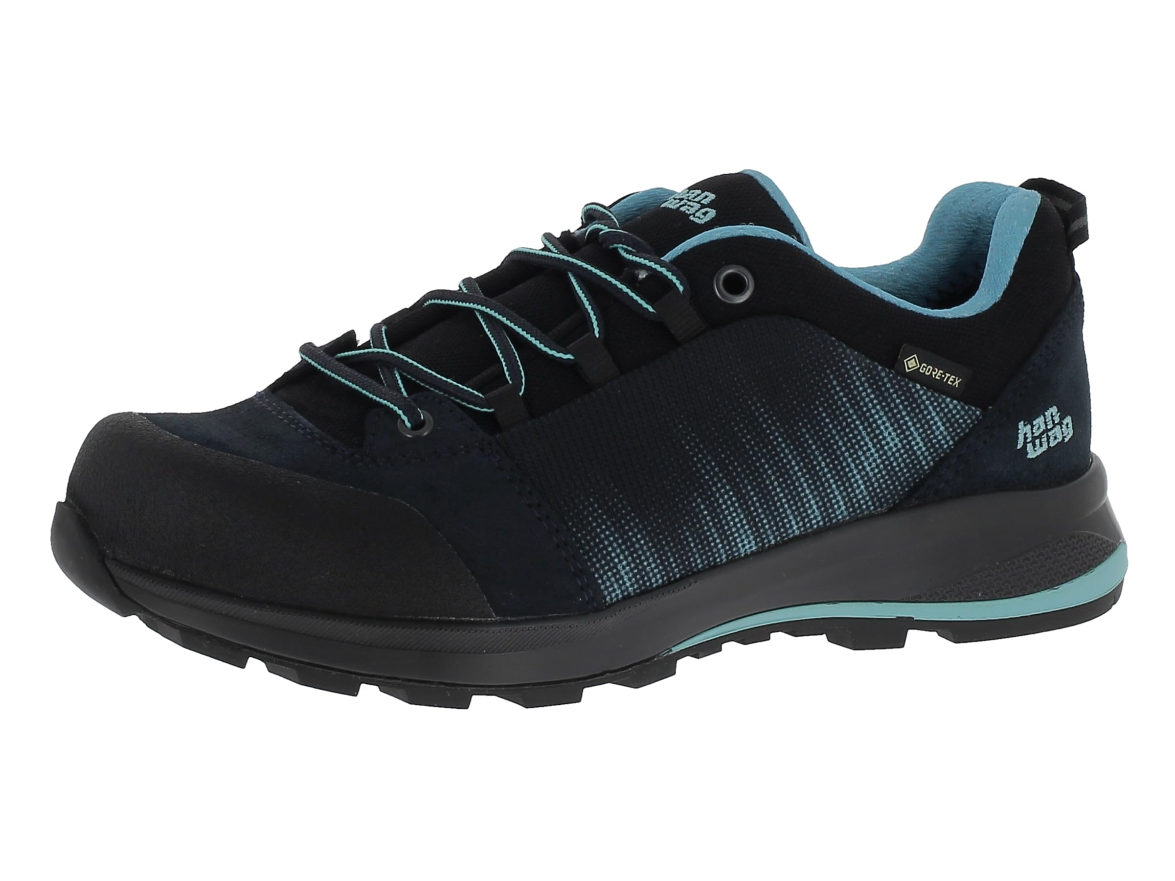 Hanwag Klarsby Low Bunion Lady GTX wasserdichte und breite Damen Wanderhalbschuhe speziell für Hallux Füße geeignet Navy/Sky EU 37,5