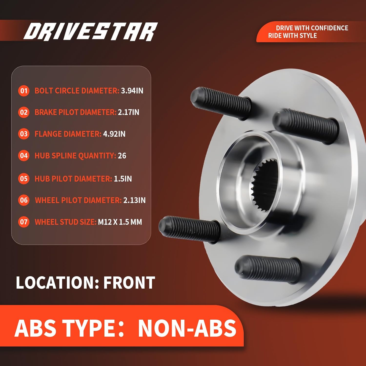DRIVESTAR 518507 Front Wheel Hub Bearing fit for Toyota Corolla 1988 99 00 01 2002, 1998-2002 Chevrolet Prizm, 1993-1997 Geo Prizm(Non-ABS FWD Models)(Pair)