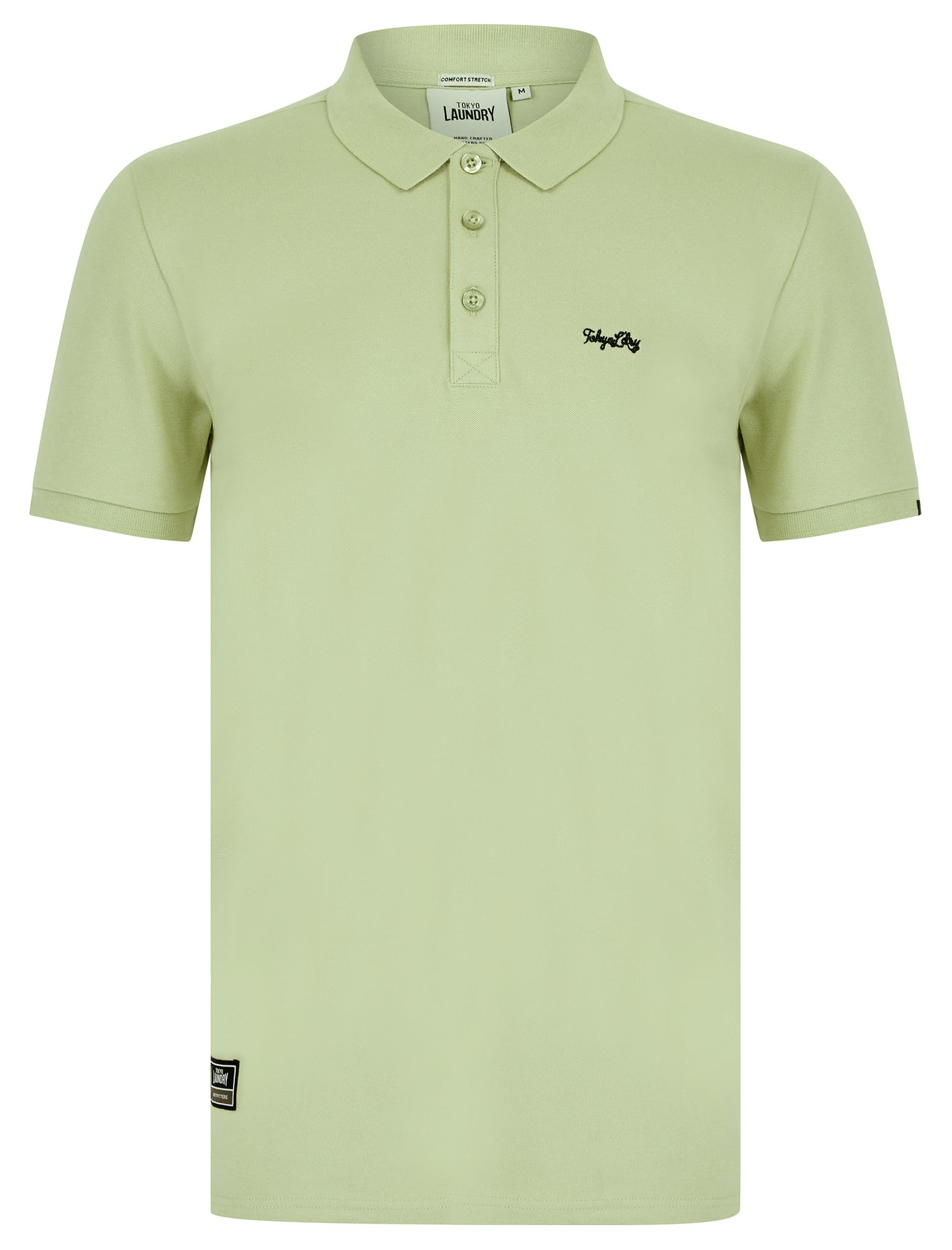 Tokyo Laundry Mortimer 2 Signature Cotton Pique Polo Shirt in Sage Green XL