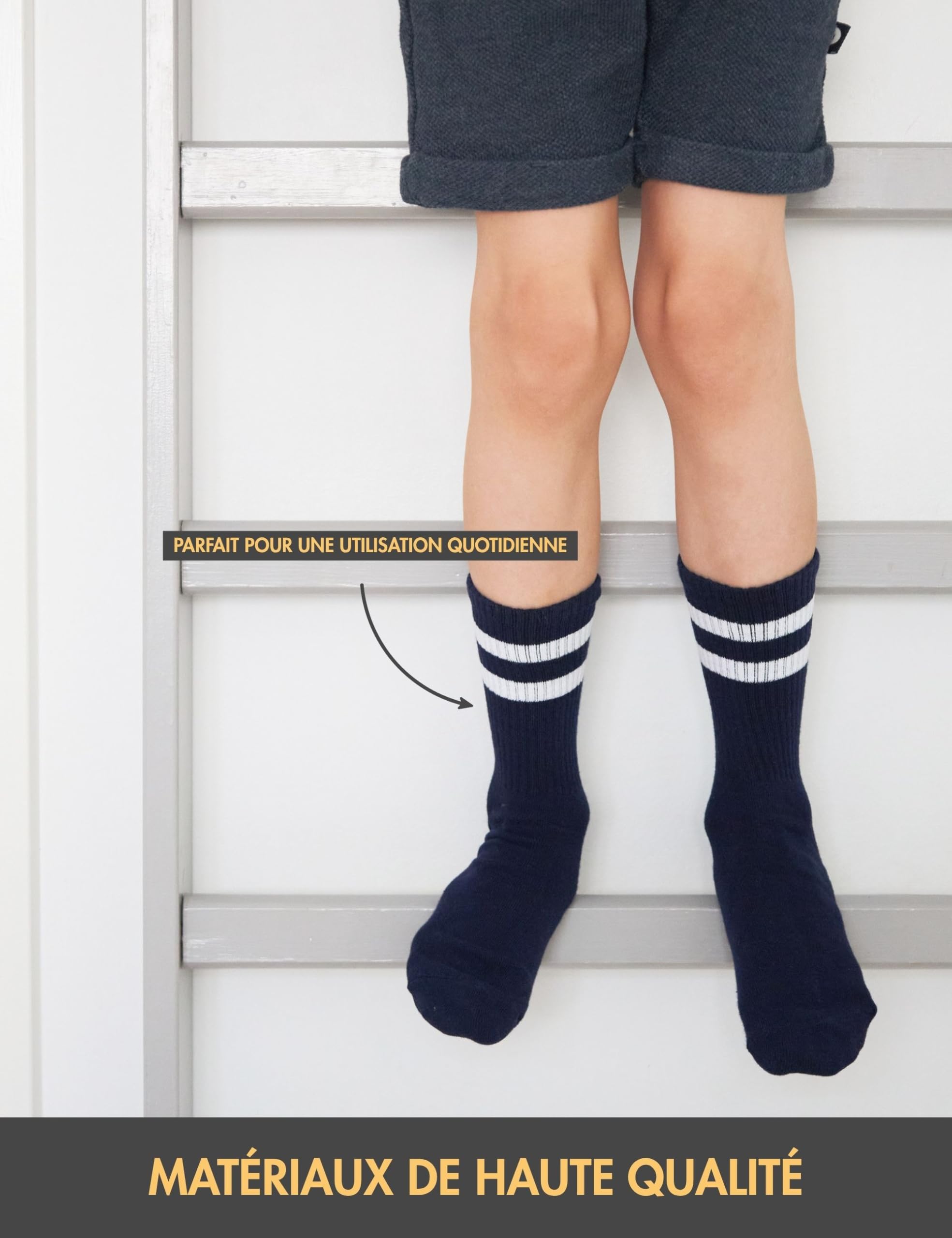 Basic Treasure Lot de 4 Paires de Chaussettes de Tennis Enfant en Coton