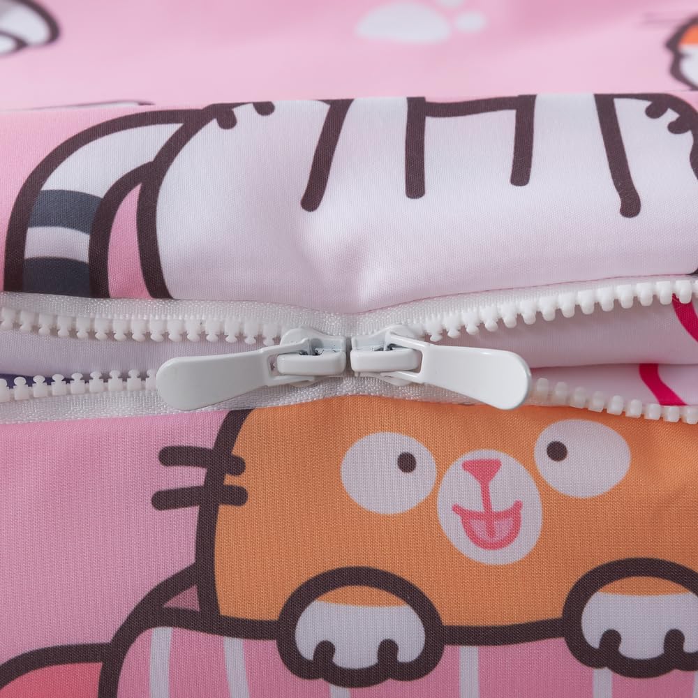 ADASMILE A & S Kids Comforter Set Zipper Bedding Twin for Girls Cat Comforter with Fish Sheets Kawaii Cat Bedding Sets for Kids All in One Zipper Bedding All Season Home Decor - Image 5
