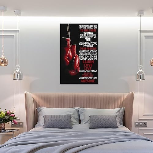 Miniatura 8 de Lienzo decorativo para pared en blanco y negro, diseño de boxeo, inspirador, frases famosas, decoración de pared de oficina, lienzo de boxeo rojo,