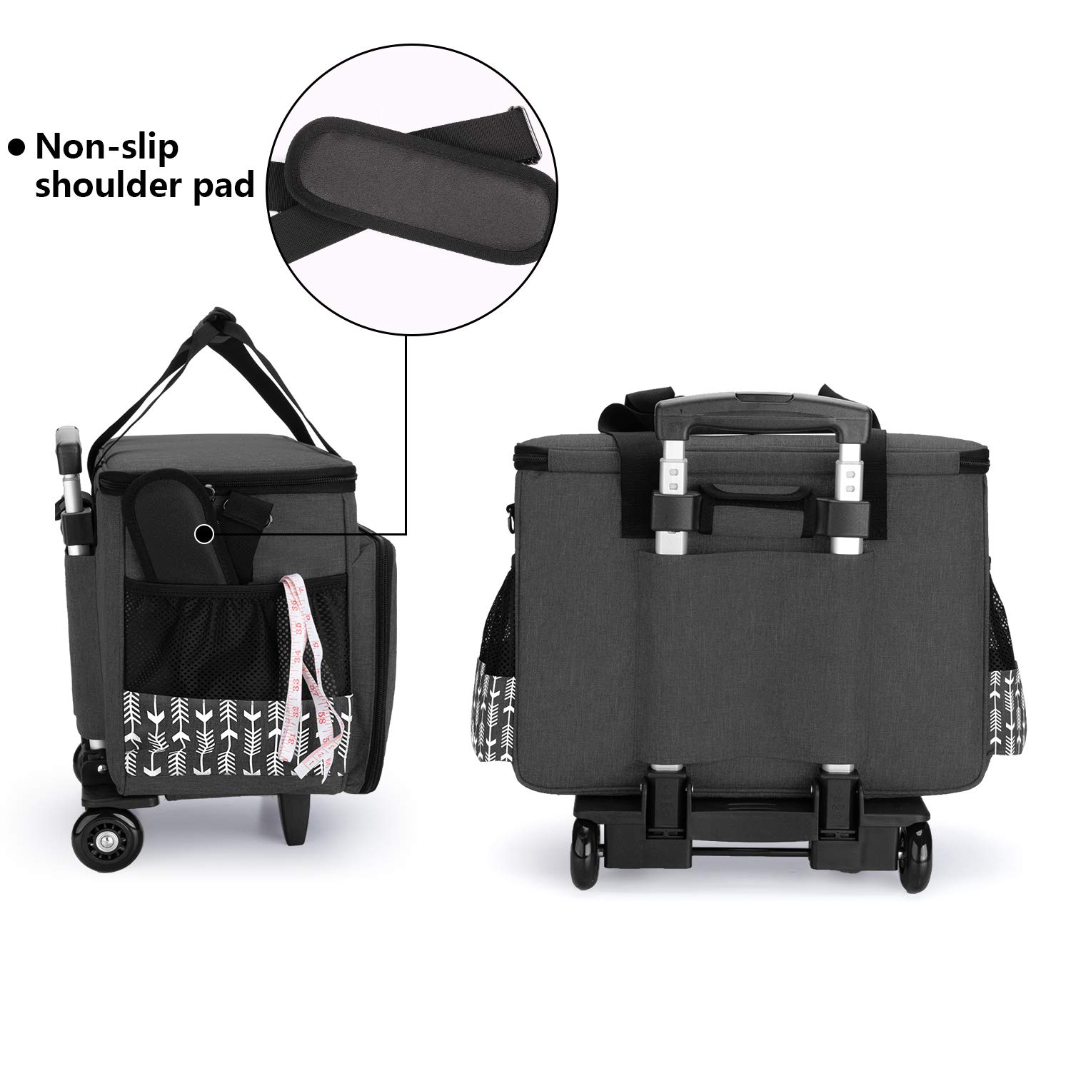 Yarwo Bolsa de Ruedas de la Máquina de Coser es Desmontable, Bolsa de Trolley de la Máquina de Coser con Panel de Soporte Inferior, Adecuado para la Mayoría de la Máquina de Coser