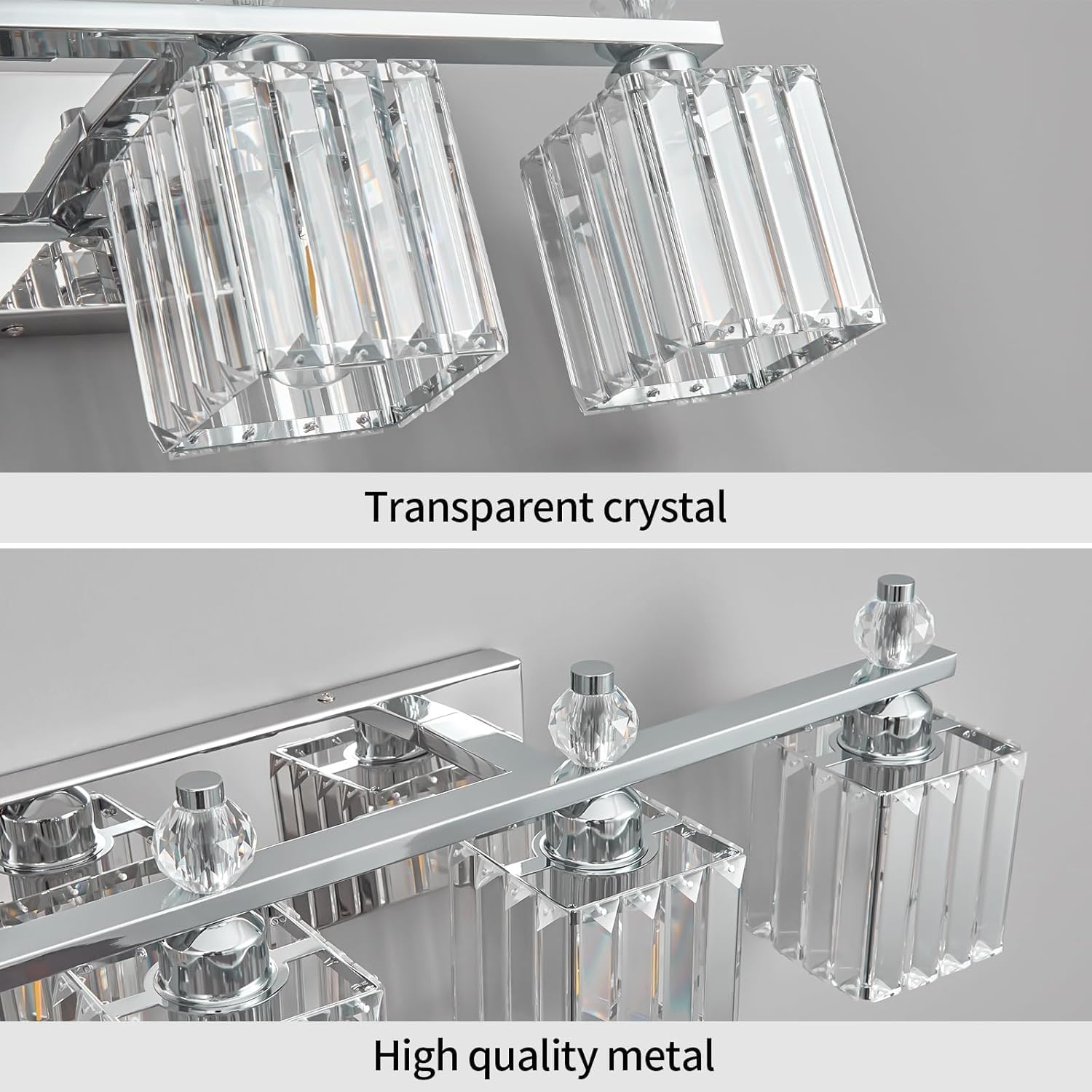 Vanity Lights 5-Light Modern Crystal Vanity Light Chrome Bathroom Light Fixtures Over Mirror Crystal Bathroom Vanity Lighting Fixtures