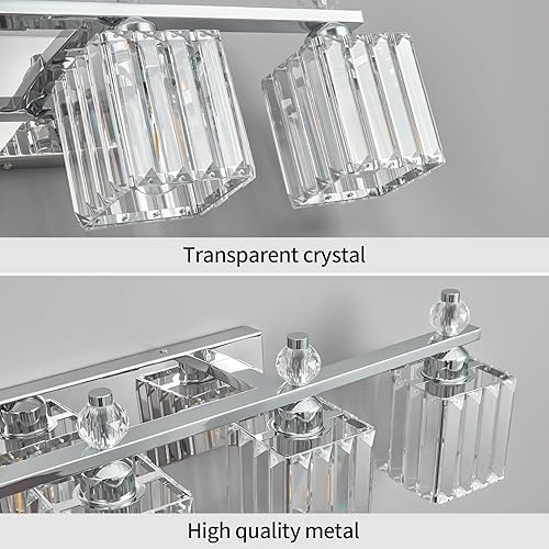 Miniatura 4 de Luces de tocador de 5 luces modernas de cristal cromado para baño, accesorios de iluminación de tocador de baño de cristal sobre espejo